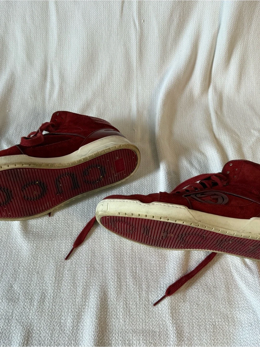 Gucci Men's Burgundy Suede High-Top Sneakers